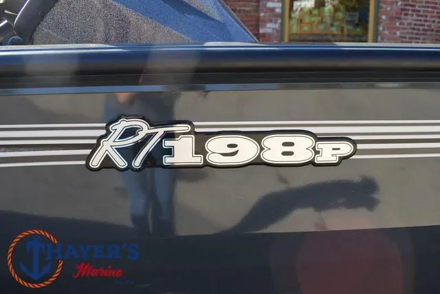 Slide: The Image of 2025 Ranger RT198P boat with Thayer's Marine logo on the side. - 5