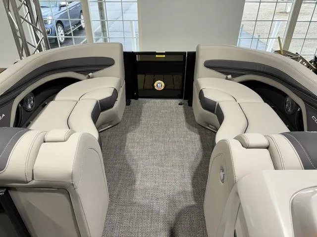 Slide: The Image of Luxurious interior of 2025 Barletta Corsa 23UC boat with plush seating. - 12