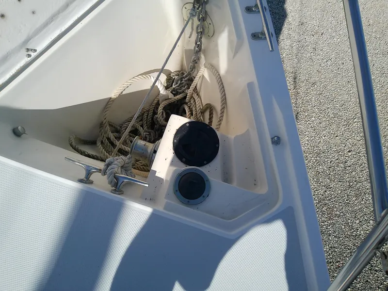 Slide: The Image of Anchor locker of 1995 Catalina 36 MkII sailboat with ropes and chain. - 12