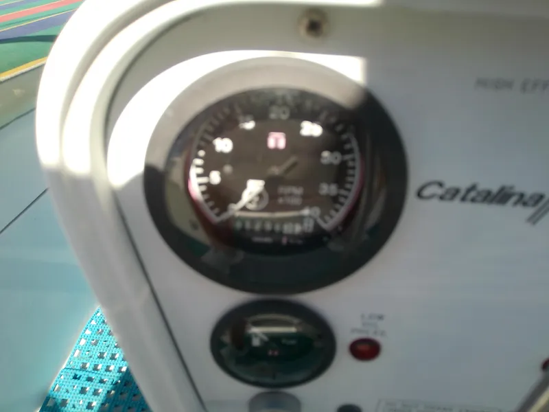 Slide: The Image of Close-up of a 1995 Catalina 36 MkII boat instrument panel with RPM gauge. - 21