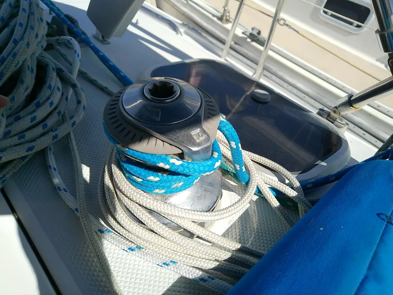 Slide: The Image of Winch with ropes on 1995 Catalina 36 MkII sailboat deck. - 25