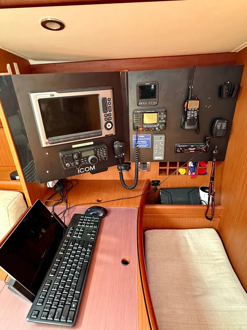 Slide: The Image of Navigation and communication equipment on a 2010 Beneteau 57 yacht. - 35