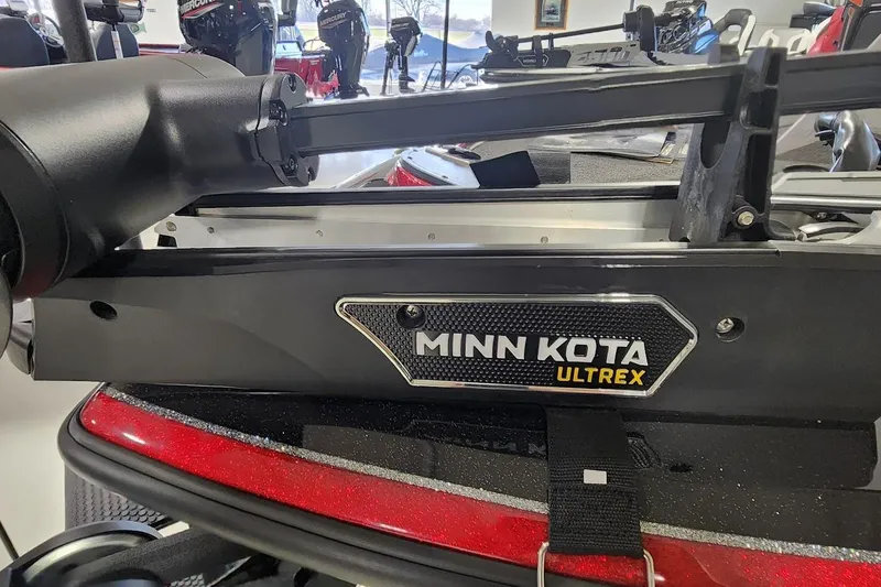 Slide: The Image of Minn Kota Ultrex motor on a 2025 Nitro Z19 boat, displayed indoors. - 3