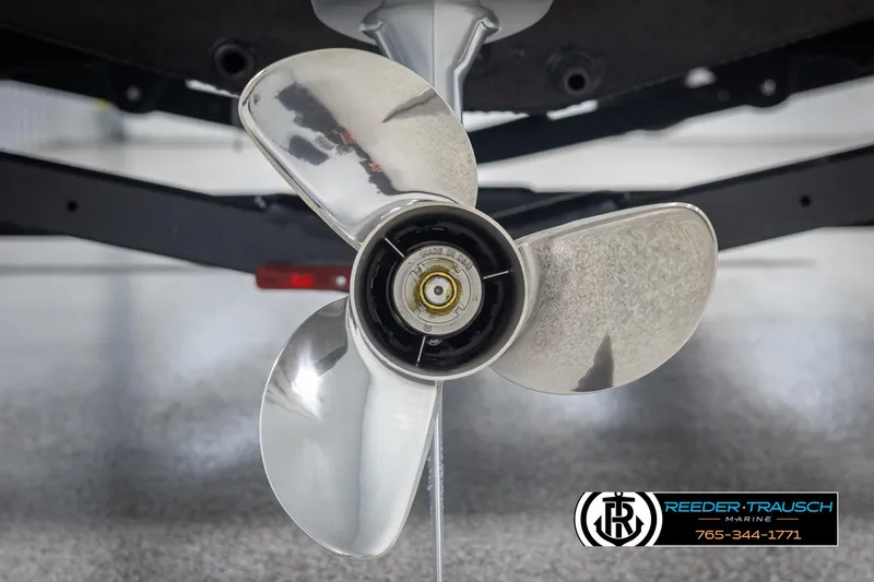 Slide: The Image of Propeller of 2025 Lund 1875 Pro V Bass XS boat, close-up view. - 40