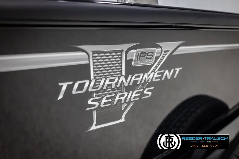 Slide: The Image of 2025 Lund 1875 Pro V Bass XS Tournament Series logo on boat hull. - 42