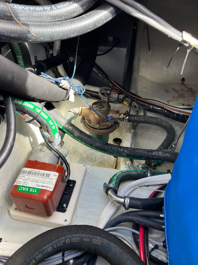 Slide: The Image of 2023 Grady-White 336 Canyon boat wiring and plumbing details. - 100