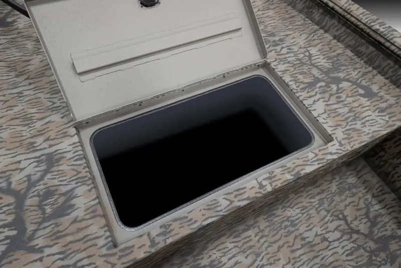 Slide: The Image of 2025 Xpress XP200 Catfish boat storage compartment with camo pattern. - 5