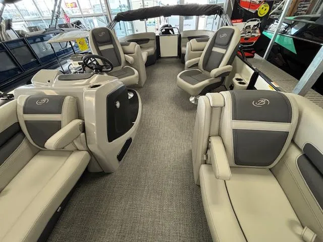 Slide: The Image of 2025 Barletta Cabrio 22 QC interior with luxurious seating and modern design. - 18