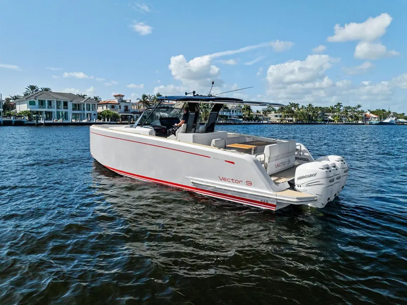 Slide: The Image of 2021 Pardo Yachts 38 cruising on a sunny day, featuring sleek design and powerful engines. - 6