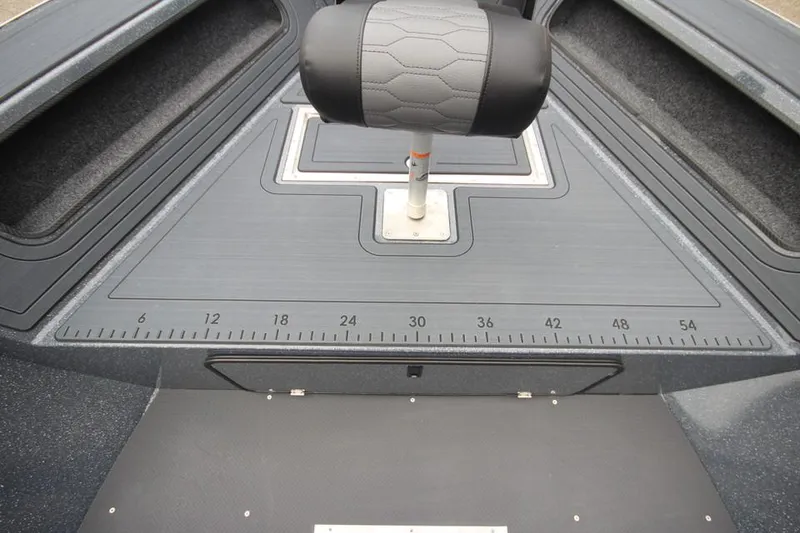 Slide: The Image of 2025 Weldcraft 200 Rebel boat interior with measurement markings and seat. - 12