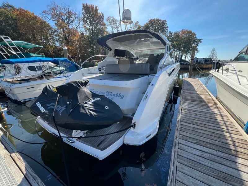 Slide: The Image of 2017 Azimut 43 ATLANTIS yacht docked, featuring sleek design and spacious deck. - 10