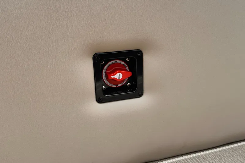 Slide: The Image of 2025 Bentley Pontoons Legacy 243 Swingback battery switch detail. - 24