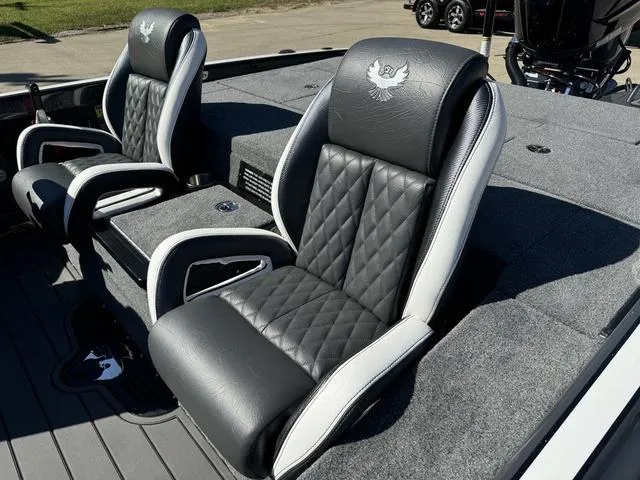 Slide: The Image of 2025 Phoenix 921 ELITE boat seats with quilted design and embroidered logo. - 26