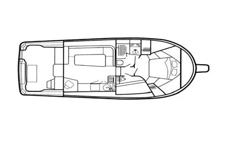 Slide: The Image of Floor plan of a 2000 Luhrs 36 Convertible boat, showing interior layout. - 4