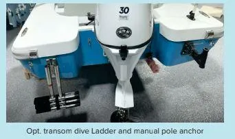 Slide: The Image of 2023 Ultra Lite Tender 380 with transom dive ladder and manual pole anchor. - 6