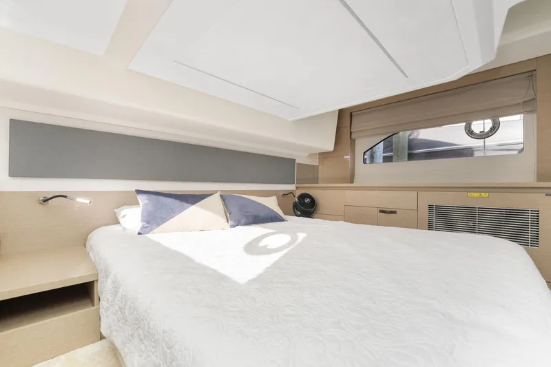Slide: The Image of Luxurious bedroom interior of 2020 Prestige 420 Flybridge yacht. - 29