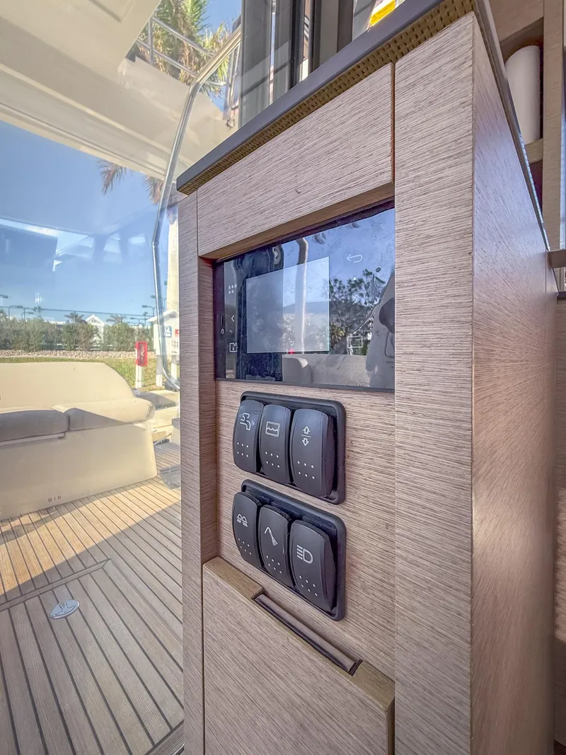 Slide: The Image of Control panel on 2020 Prestige 420 Flybridge yacht, featuring modern design and functionality. - 48