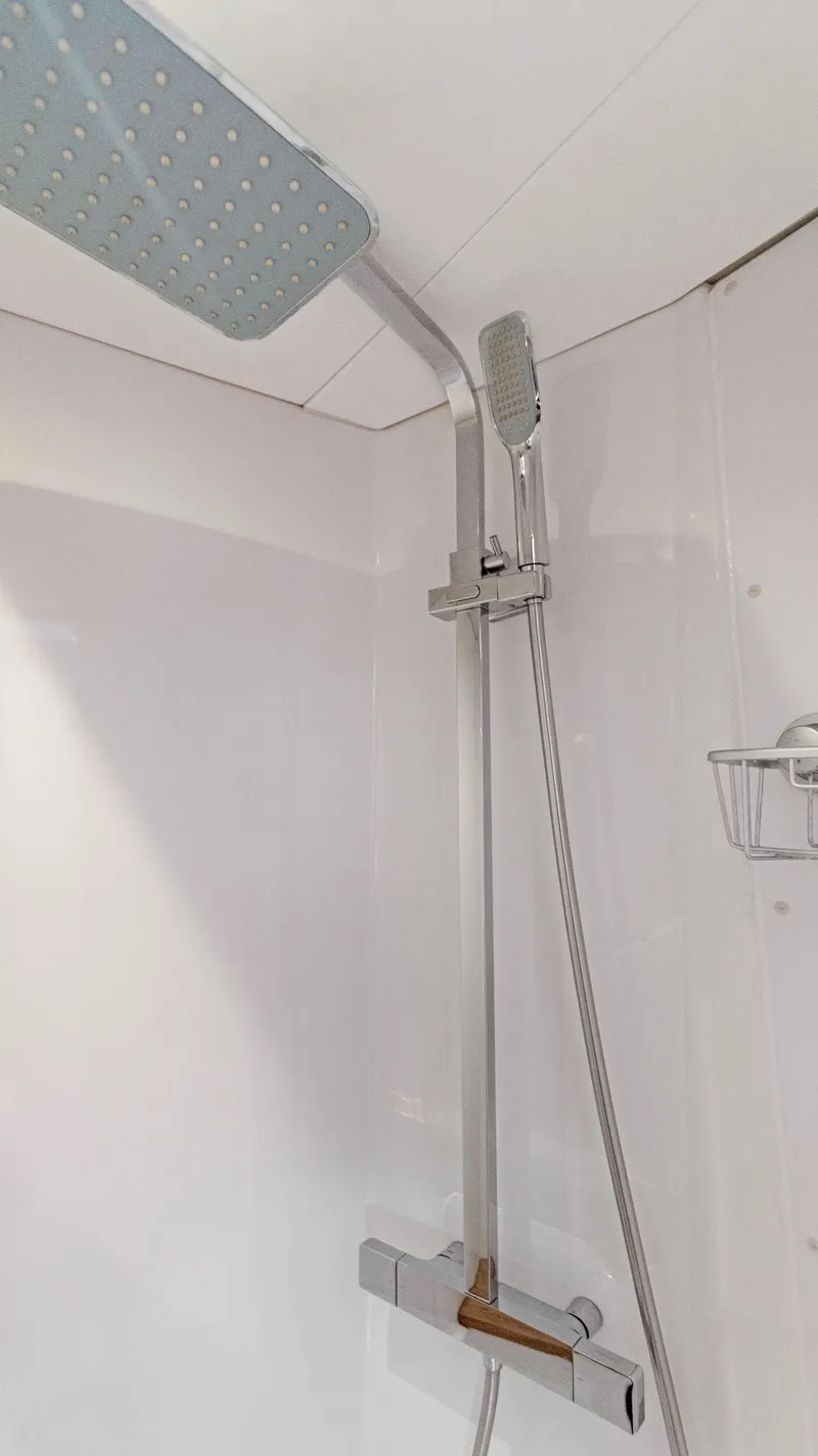Slide: The Image of Modern shower in 2018 Fountaine Pajot MY 44 yacht bathroom. - 36