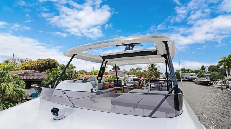 Slide: The Image of Luxurious 2018 Fountaine Pajot MY 44 yacht with spacious deck and modern design. - 9