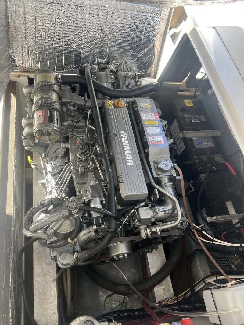 Slide: The Image of Engine compartment of a 1961 Bertram 31 Flybridge Cruiser with Yanmar engine. - 20