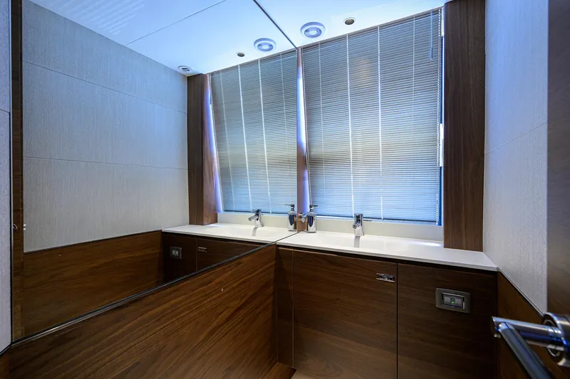 Slide: The Image of Luxurious bathroom interior of 2025 Princess Y85 Motor Yacht with modern fixtures. - 29