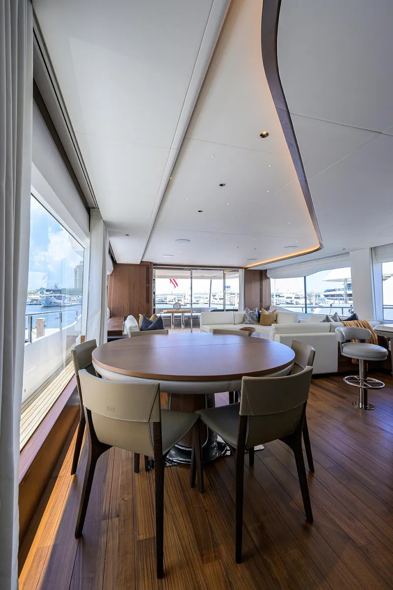 Slide: The Image of Luxurious interior of 2025 Princess Y85 Motor Yacht with elegant dining area. - 36