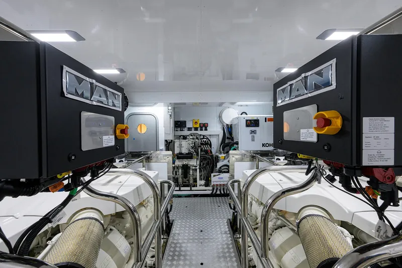 Slide: The Image of Engine room of 2025 Princess Y85 Motor Yacht with MAN engines. - 37