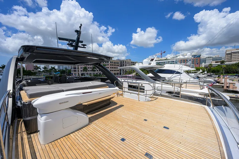 Slide: The Image of 2025 Princess Y85 Motor Yacht with spacious deck and modern design. - 40