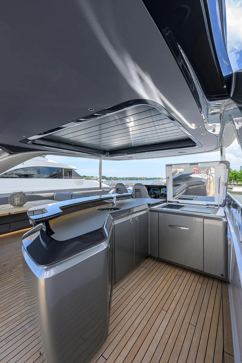 Slide: The Image of 2025 Princess Y85 Motor Yacht outdoor kitchen with sleek design and modern amenities. - 45