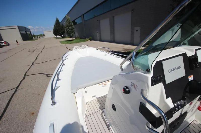 Slide: The Image of 2025 Zodiac Medline 6.8 NEO boat with 200hp engine, featuring sleek design and modern amenities. - 21