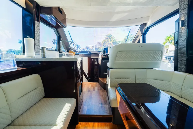 Slide: The Image of Luxurious interior of 2022 Galeon 400 Fly yacht with elegant seating and modern design. - 28