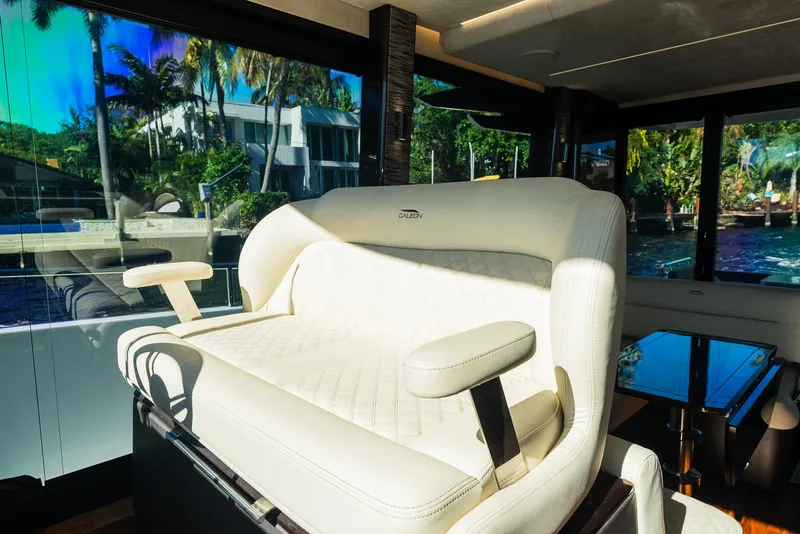 Slide: The Image of Luxurious interior of 2022 Galeon 400 Fly yacht with plush seating. - 35