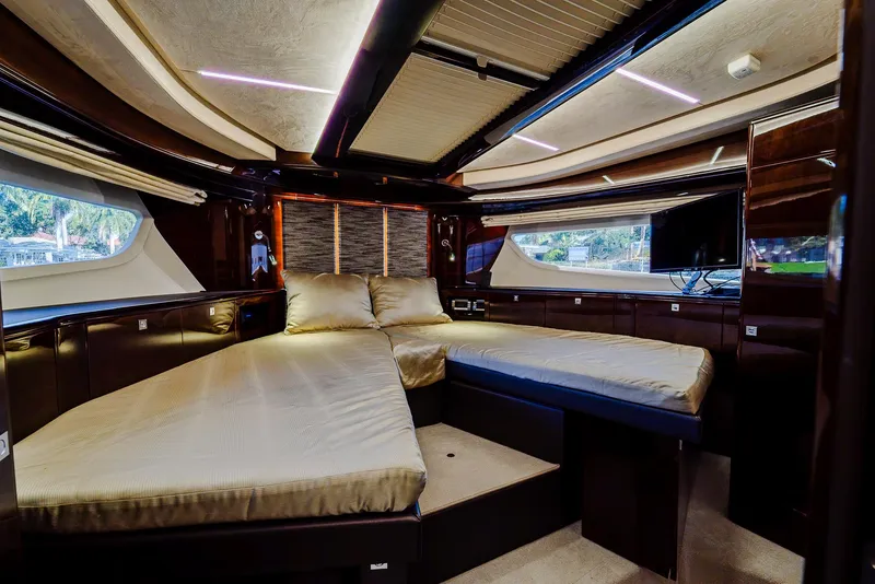 Slide: The Image of Luxurious interior of 2022 Galeon 400 Fly yacht with modern furnishings and ambient lighting. - 40