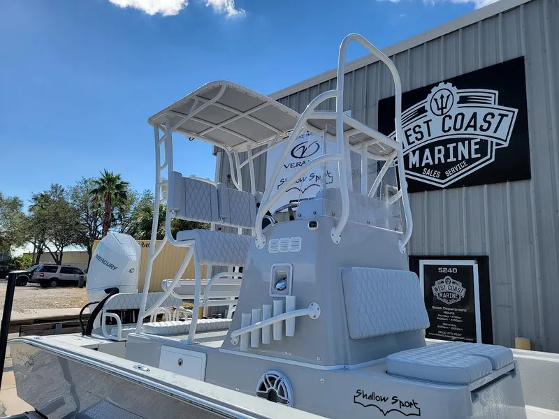 Slide: The Image of 2025 Shallow Sport 24 Modified V boat at West Coast Marine dealership. - 9