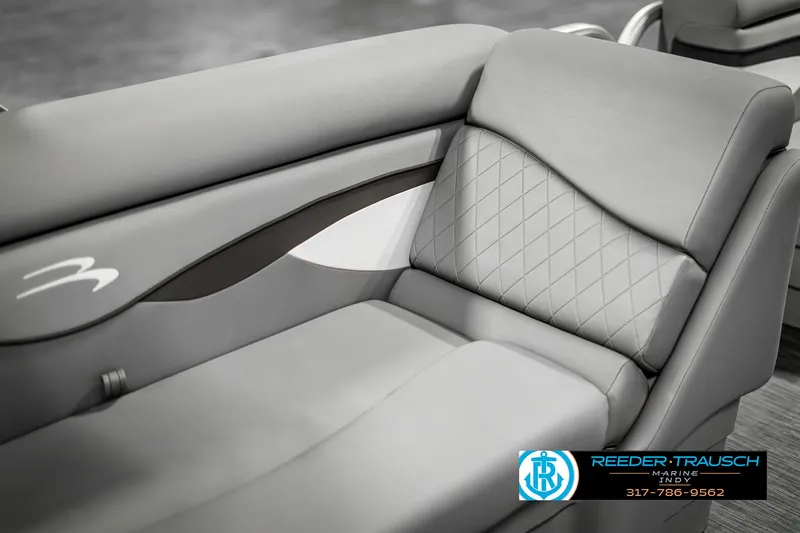 Slide: The Image of 2023 Bennington 20 SVL boat interior with gray cushioned seating. - 35