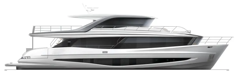 Slide: The Image of 2025 Princess X90 luxury yacht, sleek design, side view. - 10