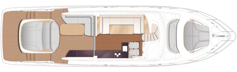 Slide: The Image of Top view layout of 2025 Princess V55 Express yacht interior design. - 21