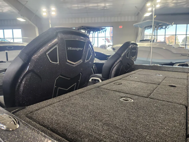 Slide: The Image of 2025 Ranger Z520R Garmin Ranger Cup boat interior with sleek seating design. - 18