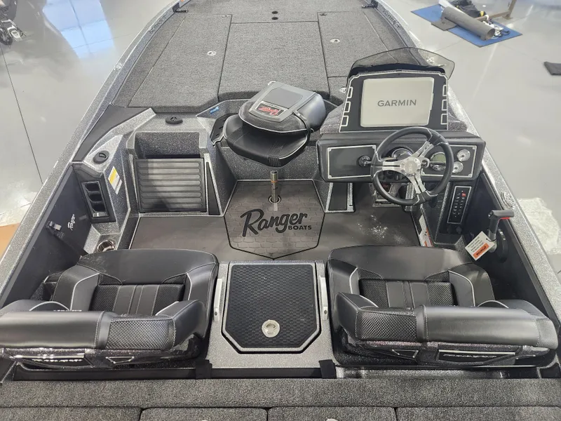 Slide: The Image of 2025 Ranger Z520R Garmin Ranger Cup boat interior with advanced navigation system. - 19