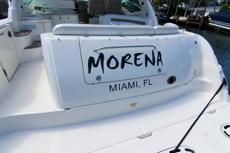 Slide: The Image of 2008 Sea Ray 48 Sundancer yacht named "Morena" docked in Miami, Florida. - 31