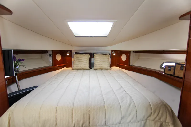 Slide: The Image of Luxurious cabin interior of 2008 Sea Ray 48 Sundancer yacht with cozy bedding. - 7