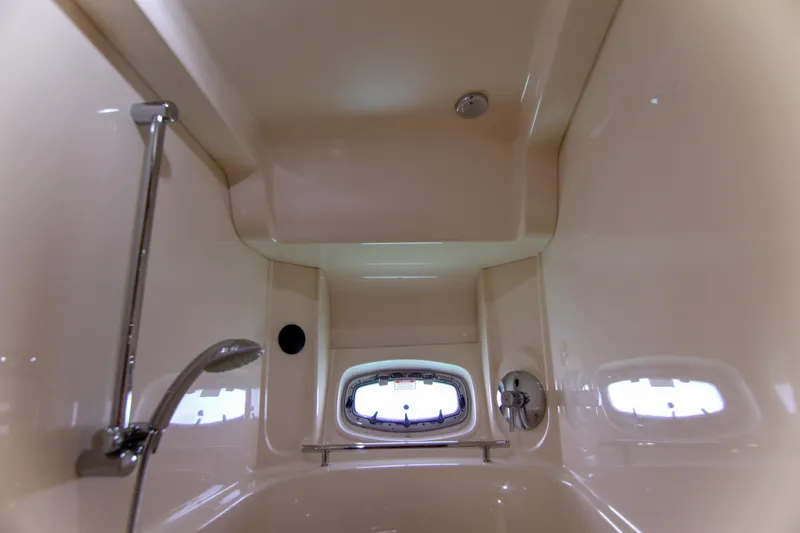 Slide: The Image of 2008 Sea Ray 48 Sundancer shower interior with sleek design and modern fixtures. - 9