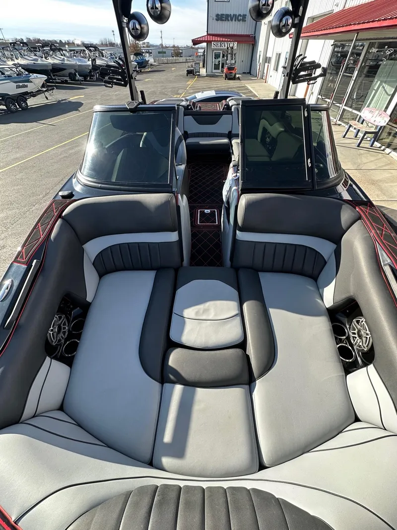 Slide: The Image of 2022 MB Tomcat F22 Alpha boat interior with plush seating and modern design. - 12