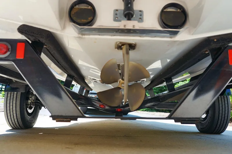 Slide: The Image of 2014 Tigé R20 boat propeller and trailer underside view. - 9