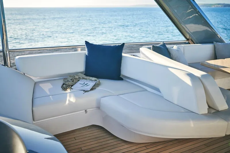 Slide: The Image of Luxurious seating on 2025 Princess Y72 Motor Yacht with ocean view. - 8