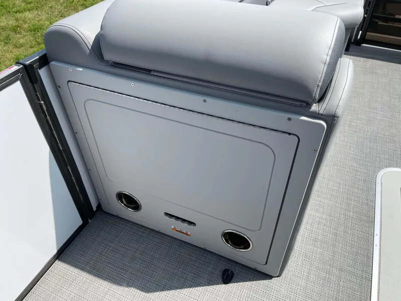 Slide: The Image of 2025 Bentley Pontoons Legacy 243 Swingback interior seating detail. - 12