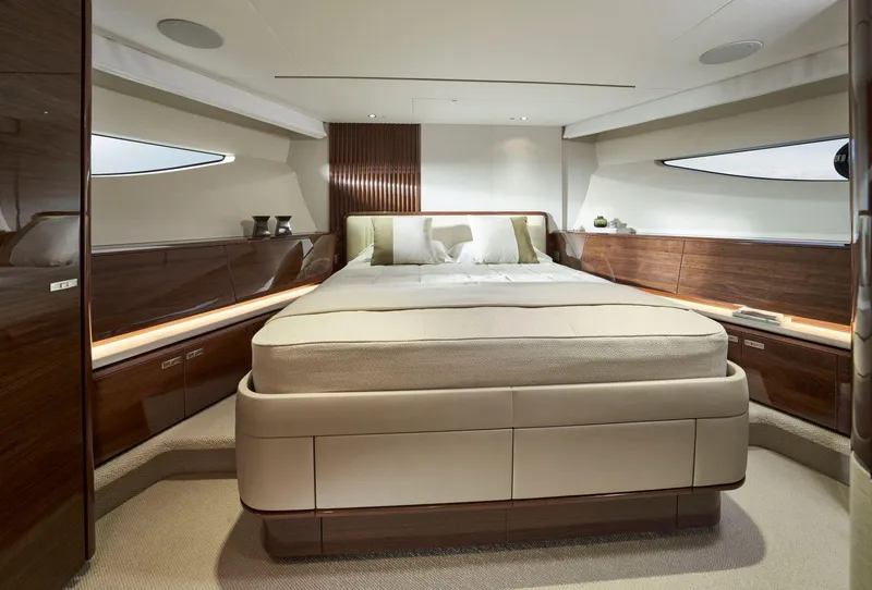 Slide: The Image of Luxurious interior of 2025 Princess X80 yacht with elegant bedroom design. - 20