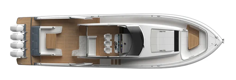 Slide: The Image of Top view of 2026 Valhalla Boatworks 55 Sport Yacht with spacious deck layout. - 13