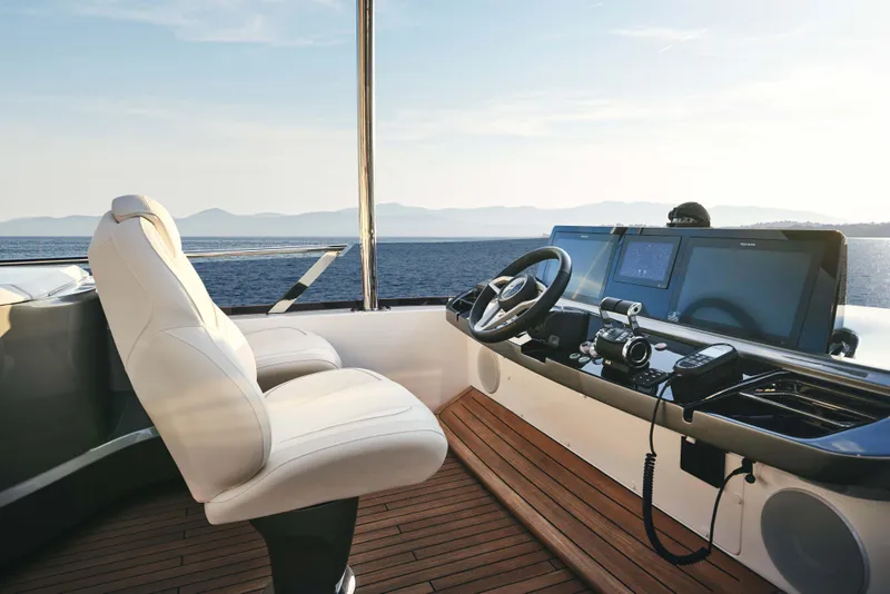 Slide: The Image of Luxury yacht helm of 2025 Princess F65 with ocean view. - 3