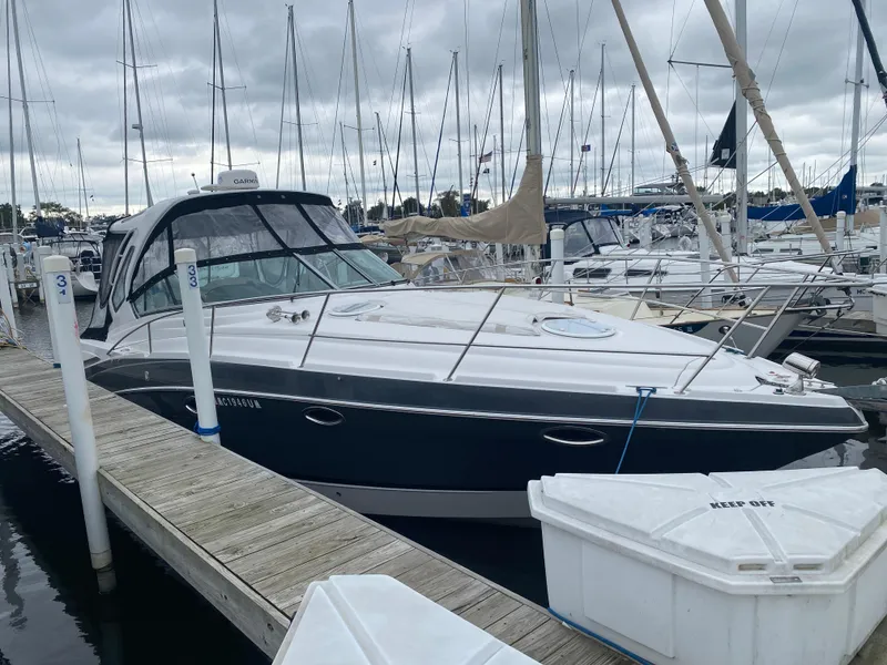 Slide: The Image of 2018 Four Winns 355 Vista yacht docked at marina. - 4